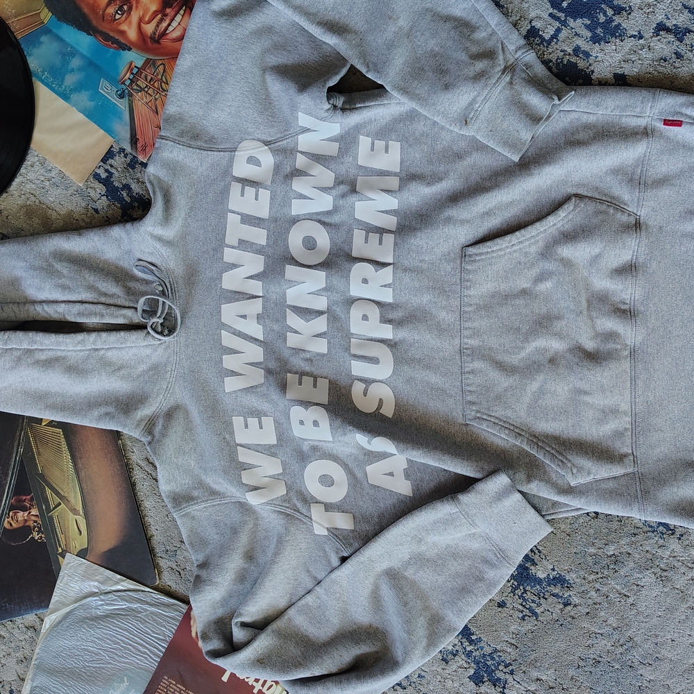 Gray Supreme Hoodie for Men - Picture 3 of 16
